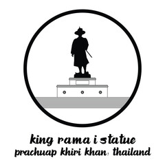 Circle Icon King Rama I statue. Vector Illustration