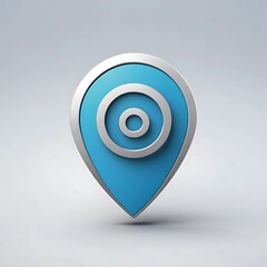 3D location icon image, solid background.