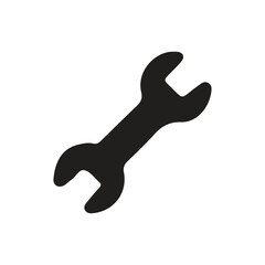 Black wrench icon vector art design on white background