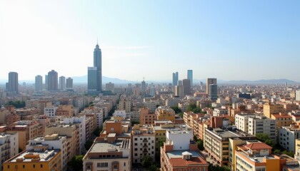 Fototapeta premium Vibrant cityscape under a clear sky