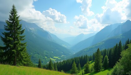 Obraz premium Enchanting mountain valley under a clear sky