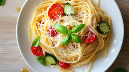Fresh Pasta Dish with Vegetables and Herbs