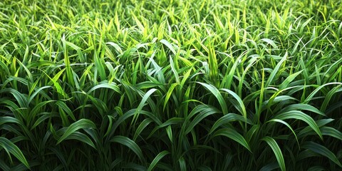 Fototapeta premium Lush Green Grass Blades with Light and Shadow