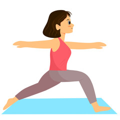 Vector illustration of a female character doing exercises in the sport of yoga