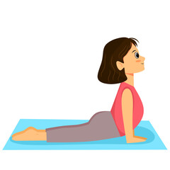 Illustration of a female character in a stretching pose during a yoga activity