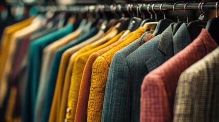 Obraz premium Variety of Jackets on a Rack