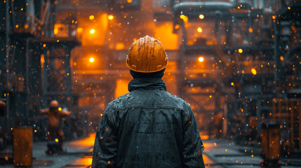 Obraz premium Steelworker Supervising Foundry Operations