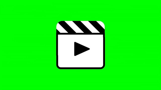 clapperboard with a play button inside. Perfect for video intros, social media, or website design.