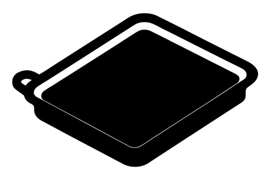 black tray with white outline