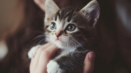 Fototapeta premium Charming Kitten with Bright Eyes and Soft Fur