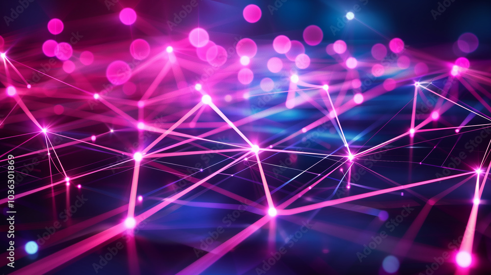 Poster abstract tech background with futuristic digital grid with glowing neon lines, intersecting and form