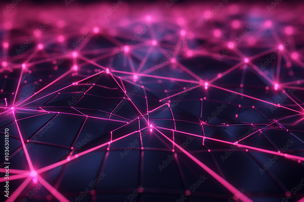 Poster abstract tech background with futuristic digital grid with glowing neon lines, intersecting and form