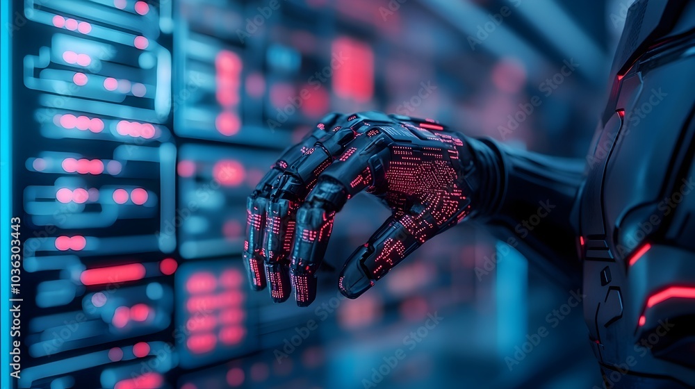 Poster ai driven robot mechanic using precision lasers to meticulously repair and maintain car components i
