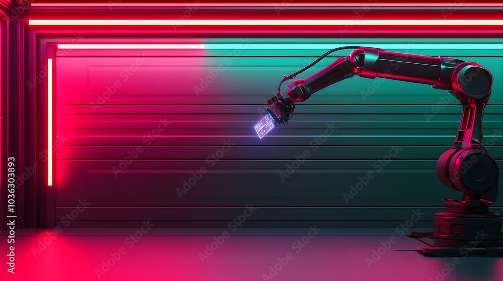 Poster robotic arm meticulously inspecting a car s battery with floating holographic diagnostics displayed 