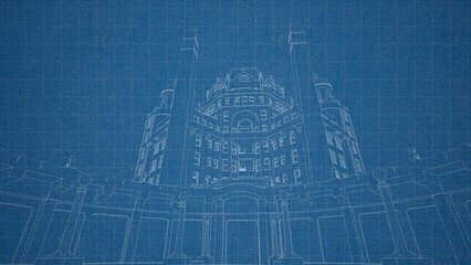 Technical drawing on a gradient background.Mechanical Engineering drawing