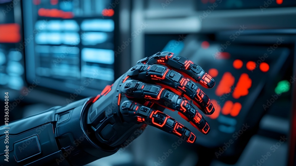 Poster robot technician repairing and maintaining the software and systems of an autonomous vehicle with vi