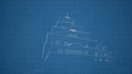 Technical drawing on a gradient background.Mechanical Engineering drawing