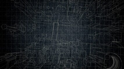 Technical drawing on a gradient background.Mechanical Engineering drawing