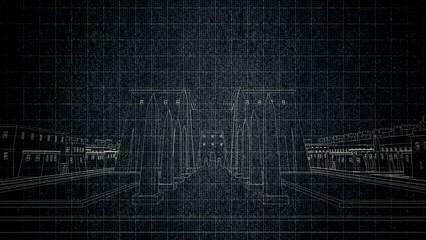 Technical drawing on a gradient background.Mechanical Engineering drawing