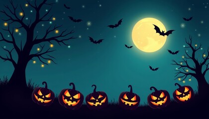 Fototapeta premium Spooky Halloween night under the full moon