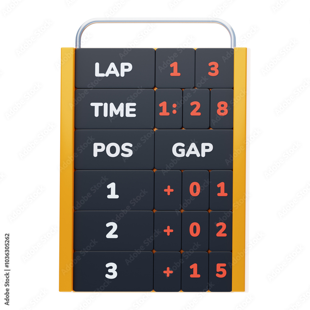 Poster 3d lap time and position board for race tracking