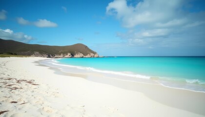 Obraz premium Untouched Paradise A serene beach under a clear blue sky
