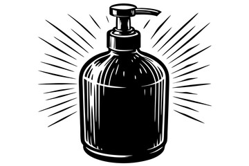 a bottle with a dispenser silhouette vector