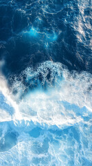 Aerial View of Turquoise Ocean Waves Crashing on the Shoreline
