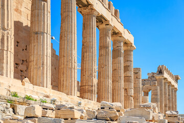 A row of ancient columns, possibly from a temple or a palace