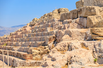 A stone wall with a series of steps, Acropolis in Athens