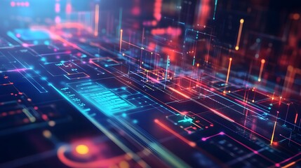 Glowing Digital Scheme Abstract Background. 3D illustration. 