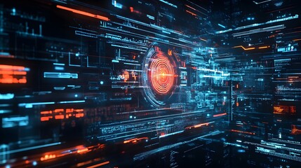 Fototapeta premium Glowing Digital Scheme Abstract Background. 3D illustration. 