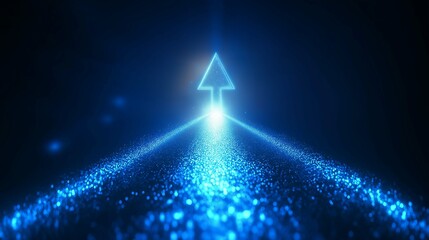 Futuristic Arrow Pointing Upwards in Blue Light