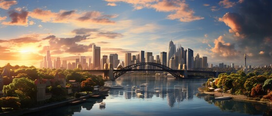 Fototapeta premium Stunning Sunset Over an Australian Cityscape