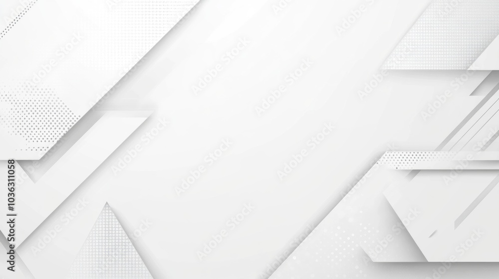 Poster abstract geometric background with layered shapes and textures in white and gray tones.