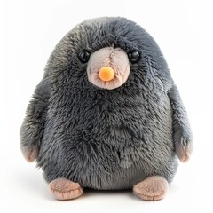 Obraz premium A single cute mole toy, soft toy front view isolated on white background