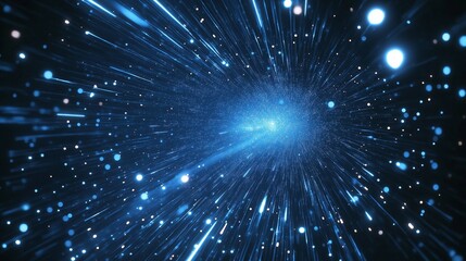 Naklejka premium Vibrant Meteor Shower with Neon Light Trails