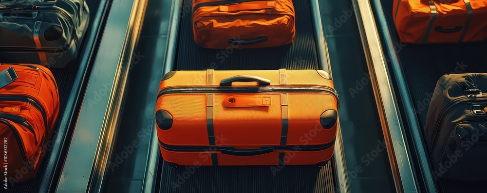 Poster airport scene captures a transient crowd with motion blur, emphasizing movement.