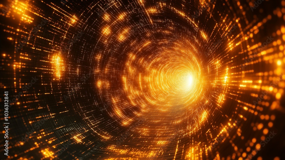 Poster abstract luminous tunnel with flowing magma effects