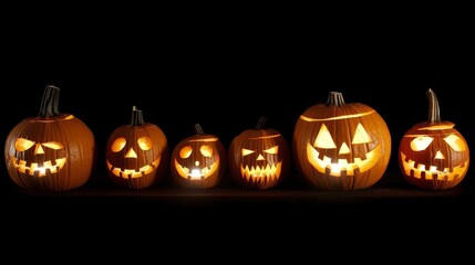 Glowing jack-o-lantern pumpkins for Halloween