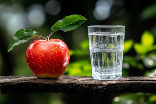 A person practicing temperance by refusing temptation, symbolized by an apple and a glass of water in contrast with indulgence