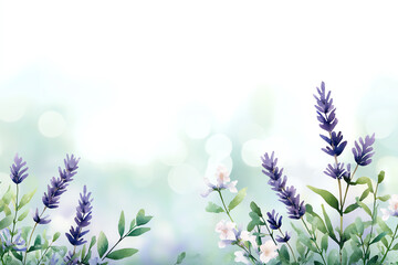 Naklejka premium Serene floral arrangement with lavender and delicate blossoms in a soft background