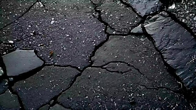 a black asphalt road with cracks