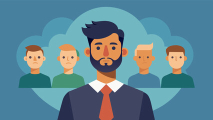 The man embraces his imperfections understanding that they make him unique and do not define his worth.. Vector illustration