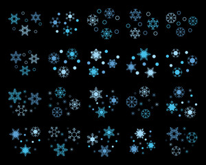 Set of Blue Snowflake Christmas Icon