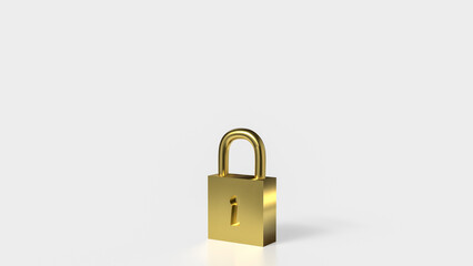 Golden lock for security  or Business concept 3d rendering.