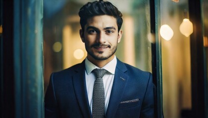 A businessman exudes confidence in every meeting.  