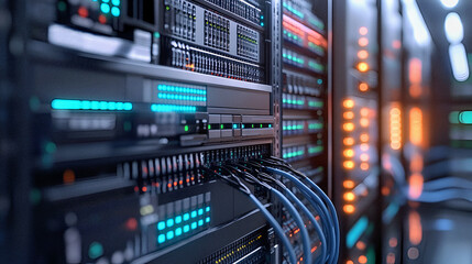 Naklejka premium network hub and patch cables