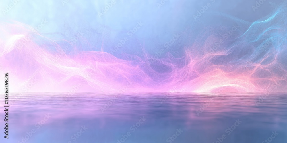 Aufkleber vibrant abstract landscape featuring flowing waves in soft shades of pink and blue creating a serene