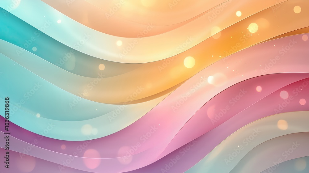 Aufkleber colorful abstract background features flowing wavy patterns in soft pastel tones like pink, teal, an